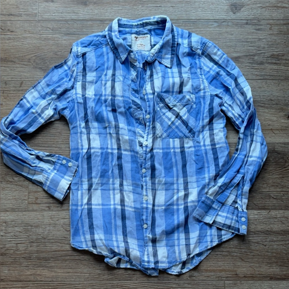 Blue and White Plaid button up Shirt